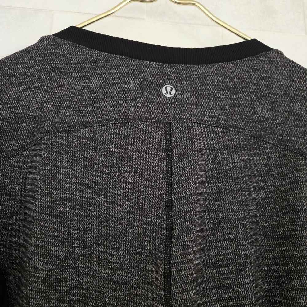 Lululemon Base Runner Long Sleeve Crewneck Top Mini Check Pique Heathered Black - Picture 7 of 9